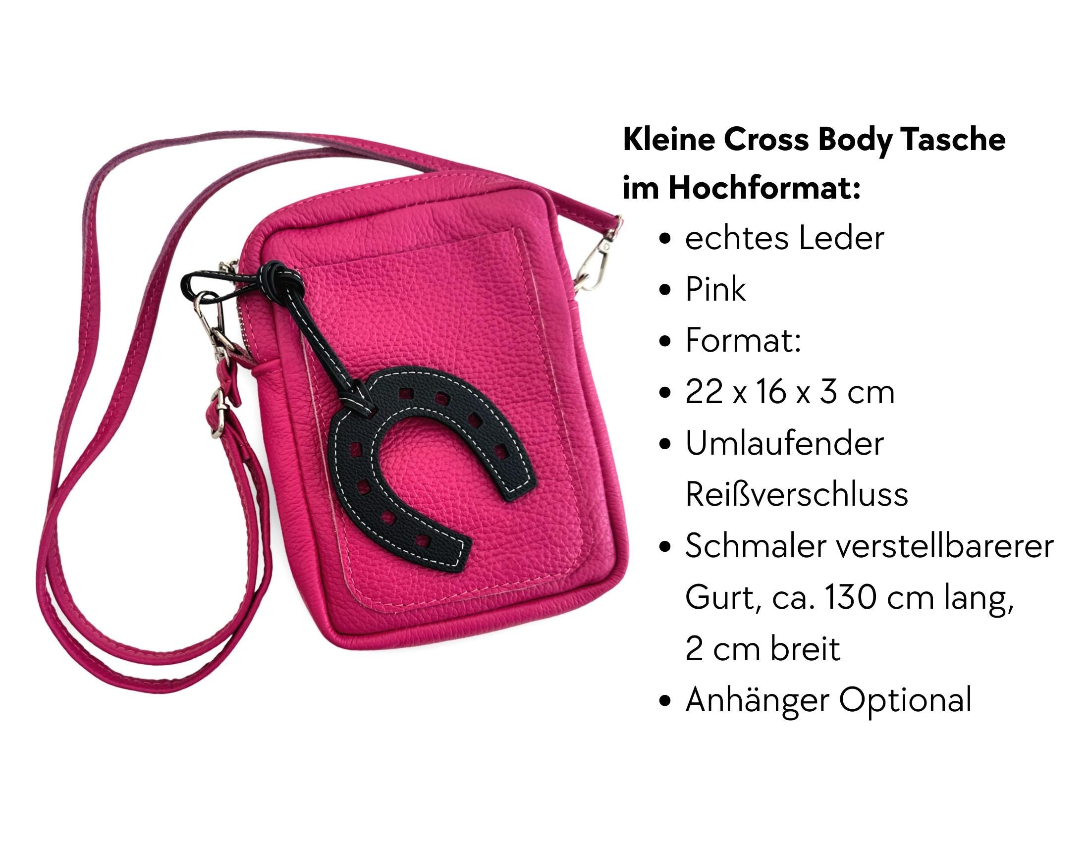 Tasche pink | Leder | Cross Body mit Taschenschmuck | Hufeisen | Geschenk Reiterin