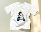 T-Shirt | Glitzer Snoopy und Woodstock auf der Vespa | Strass | weiß