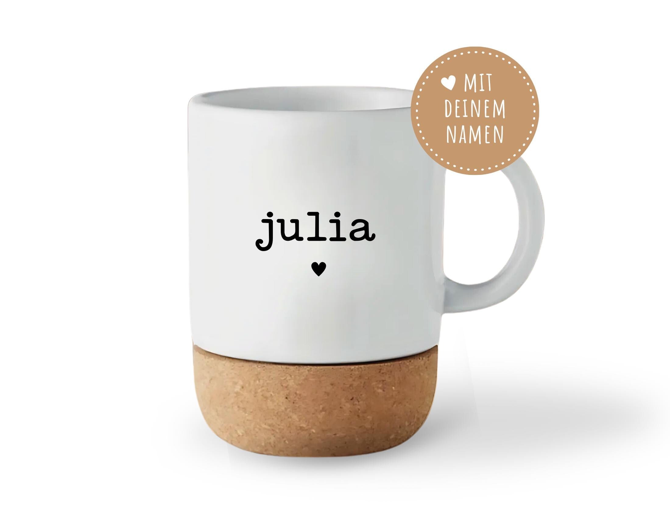 Tasse mit Kork | personalisiert | Geschenk Mutter Vater Oma Opa | Keramiktasse Name