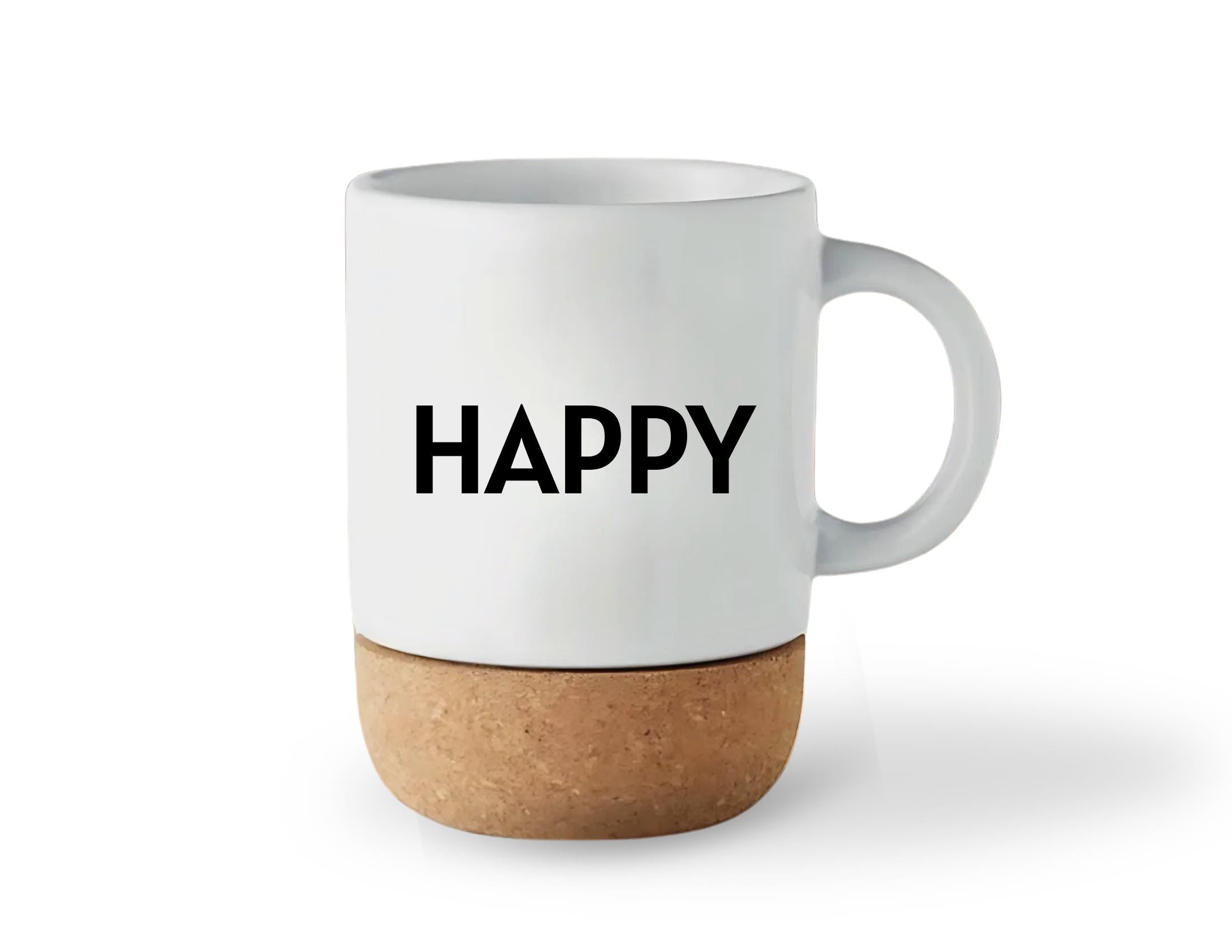 Tasse mit Kork | Mom, Dad, Oma, Opa | Keramiktasse Muttertag Vatertag | Smile, Happy, Hero, Love, Rock, Punk, Dream, Relax