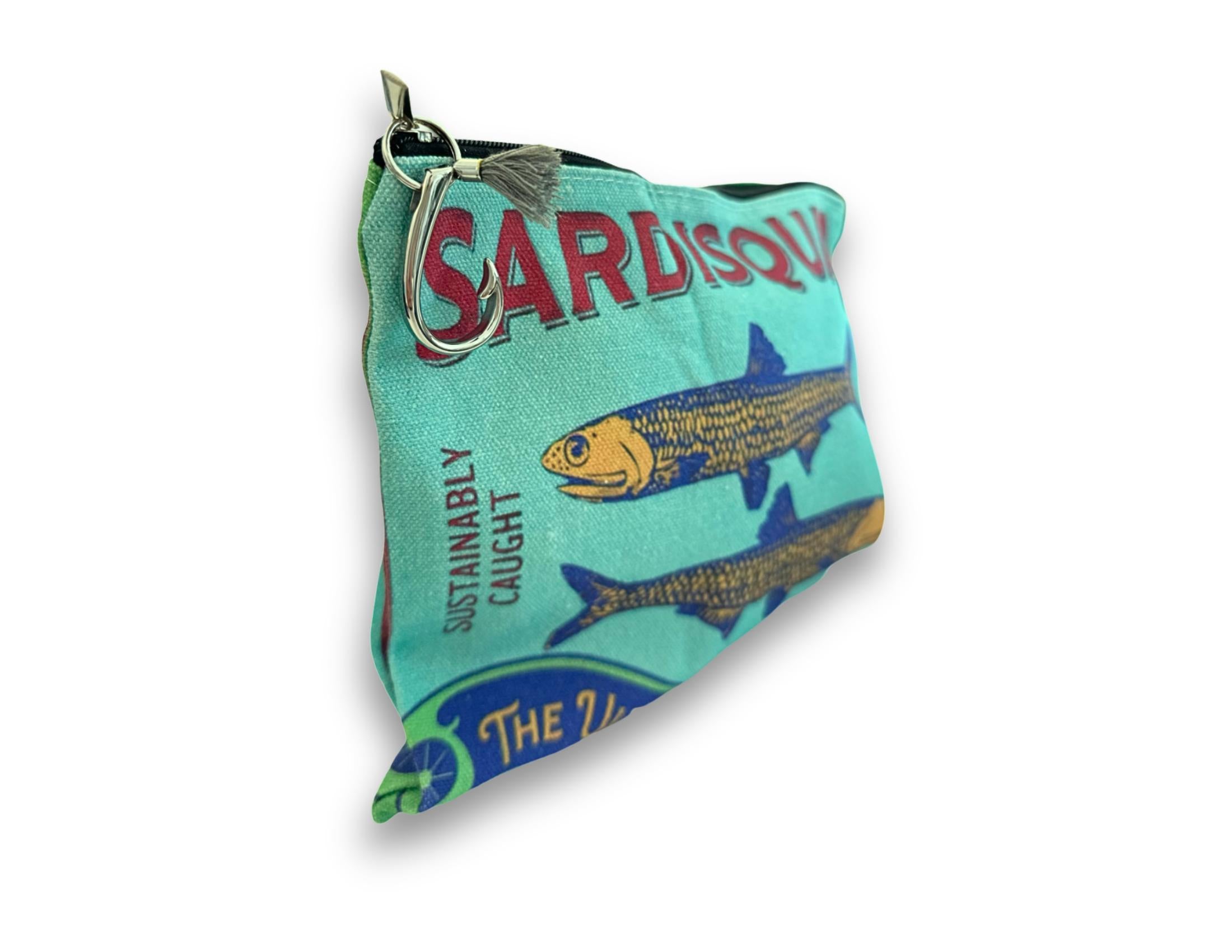 Bunte Sardines Kosmetiktasche | Schminktasche bedruckt | mit Anhänger