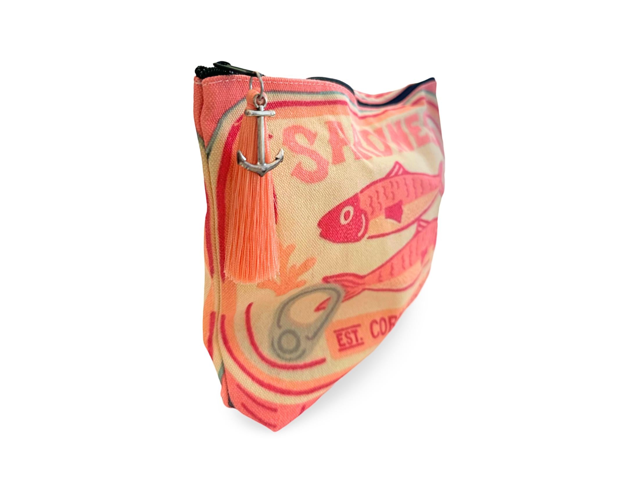 Bunte Sardines Kosmetiktasche | Schminktasche bedruckt | mit Anhänger