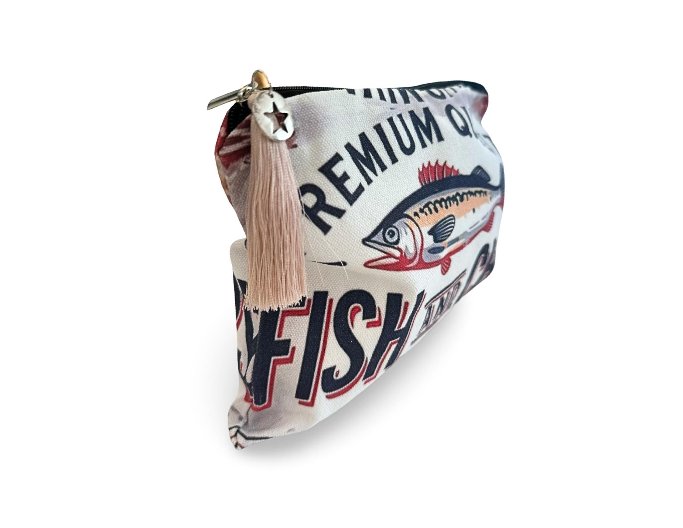 Bunte Sardines Kosmetiktasche | Schminktasche bedruckt | mit Anhänger