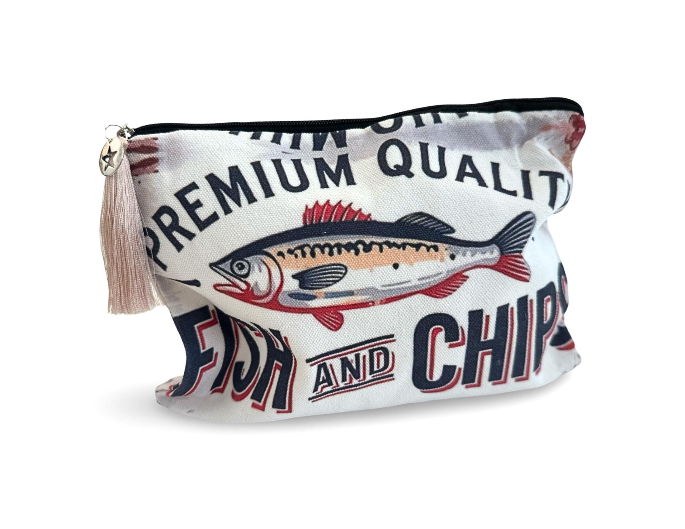 Bunte Sardines Kosmetiktasche | Schminktasche bedruckt | mit Anhänger