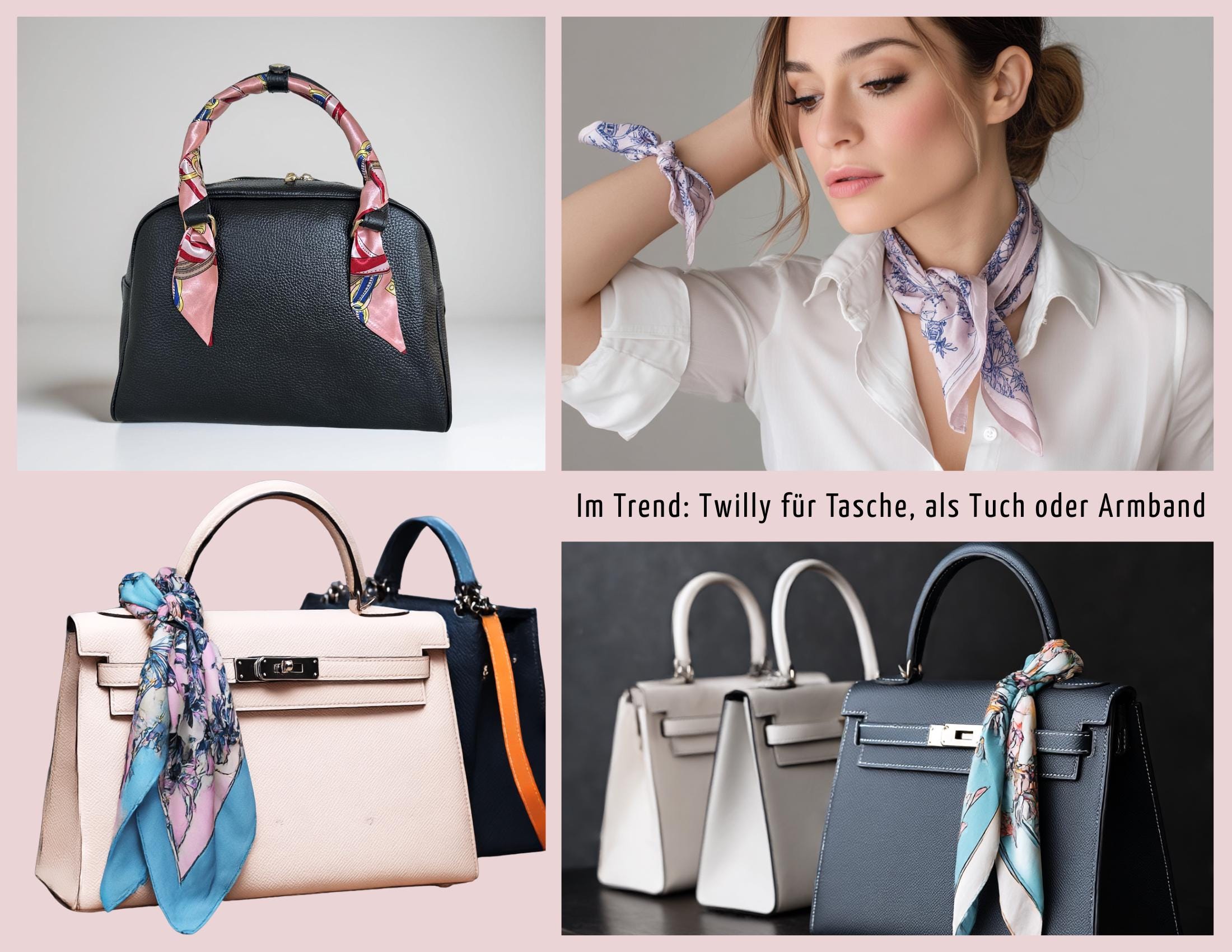 Schmaler seidiger Schal | Twilly | Handtasche Griff | Wrap | Tuch | Haarband | Armband | Foulard | Krawatte | Taschenband | Vintage Stil