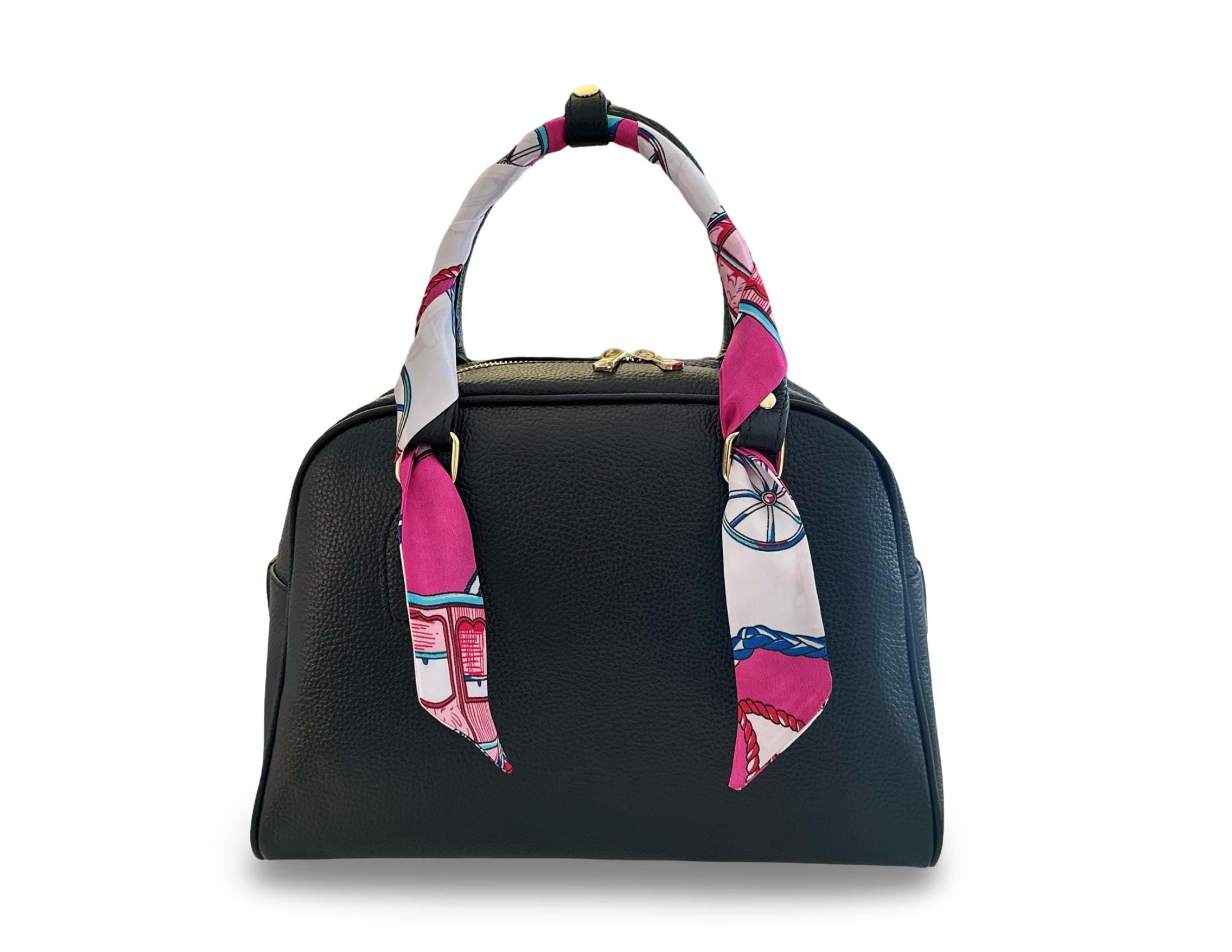 Twilly: seidiges Band | schmaler Schal in pink, weiß, türkis gemustert für Handtasche, als Halstuch oder Armband