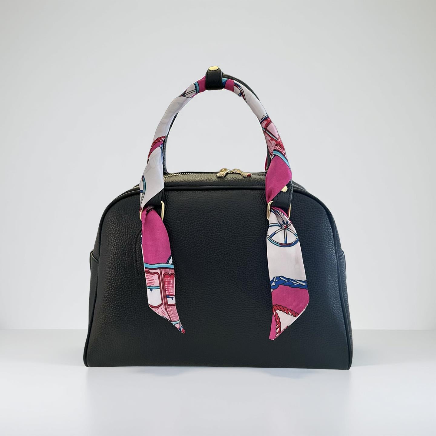 Twilly: seidiges Band | schmaler Schal in pink, weiß, türkis gemustert für Handtasche, als Halstuch oder Armband