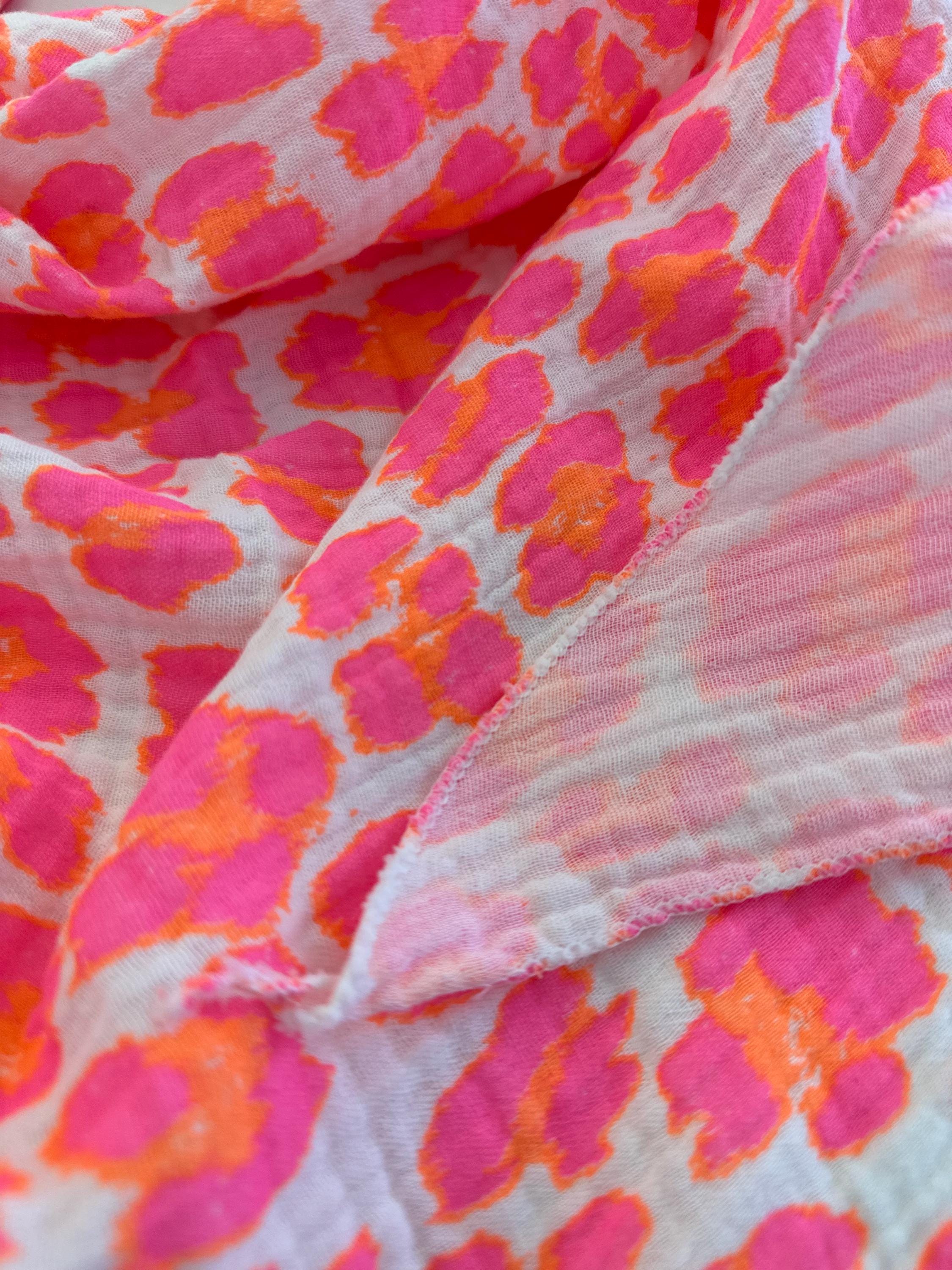 Tuch | Neon Leotuch | Leo | Musselin Dreieckstuch | Sommertuch | Pink orange | dreieckiges Tuch Baumwolle