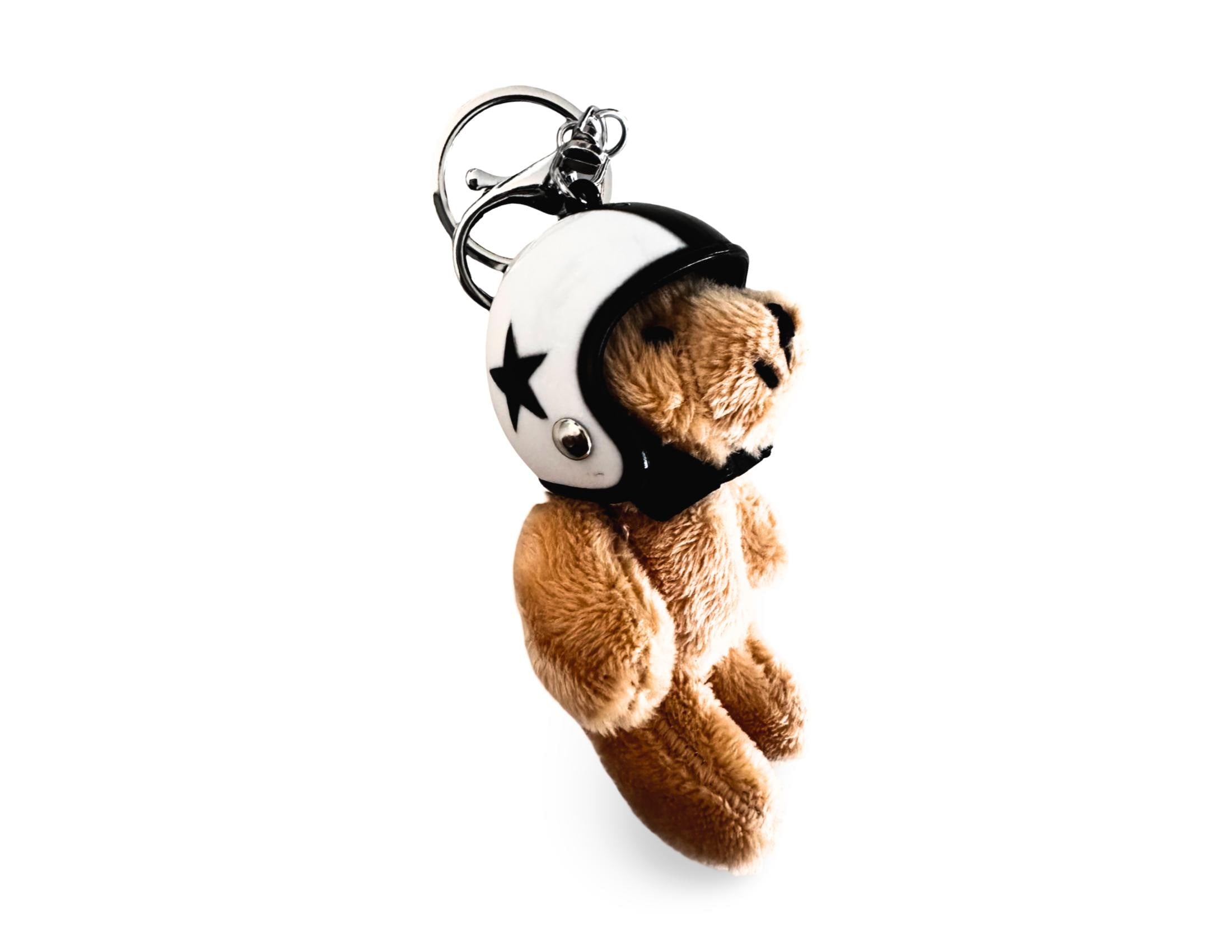 Bag Charm Teddy mit Helm | Anhänger für Tasche oder Schlüssel | Taschenschmuck Taschenanhänger | Bag Charm-Helm in weiß, rosa oder hellblau