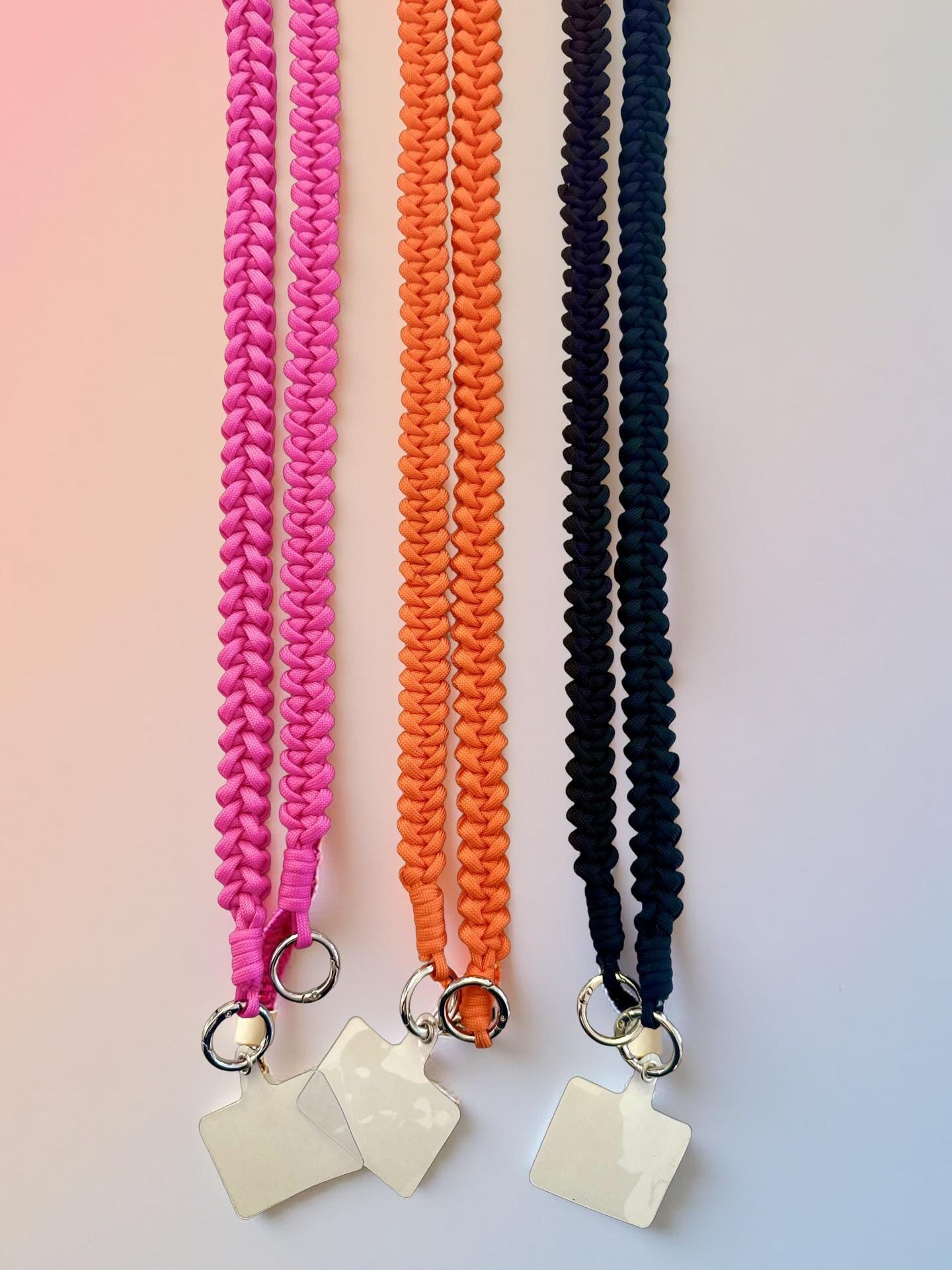 Lange Handyschnur Makramee | Band für alle Mobiltelefone inkl. Adapter | Taschengurt | in 9 Farben