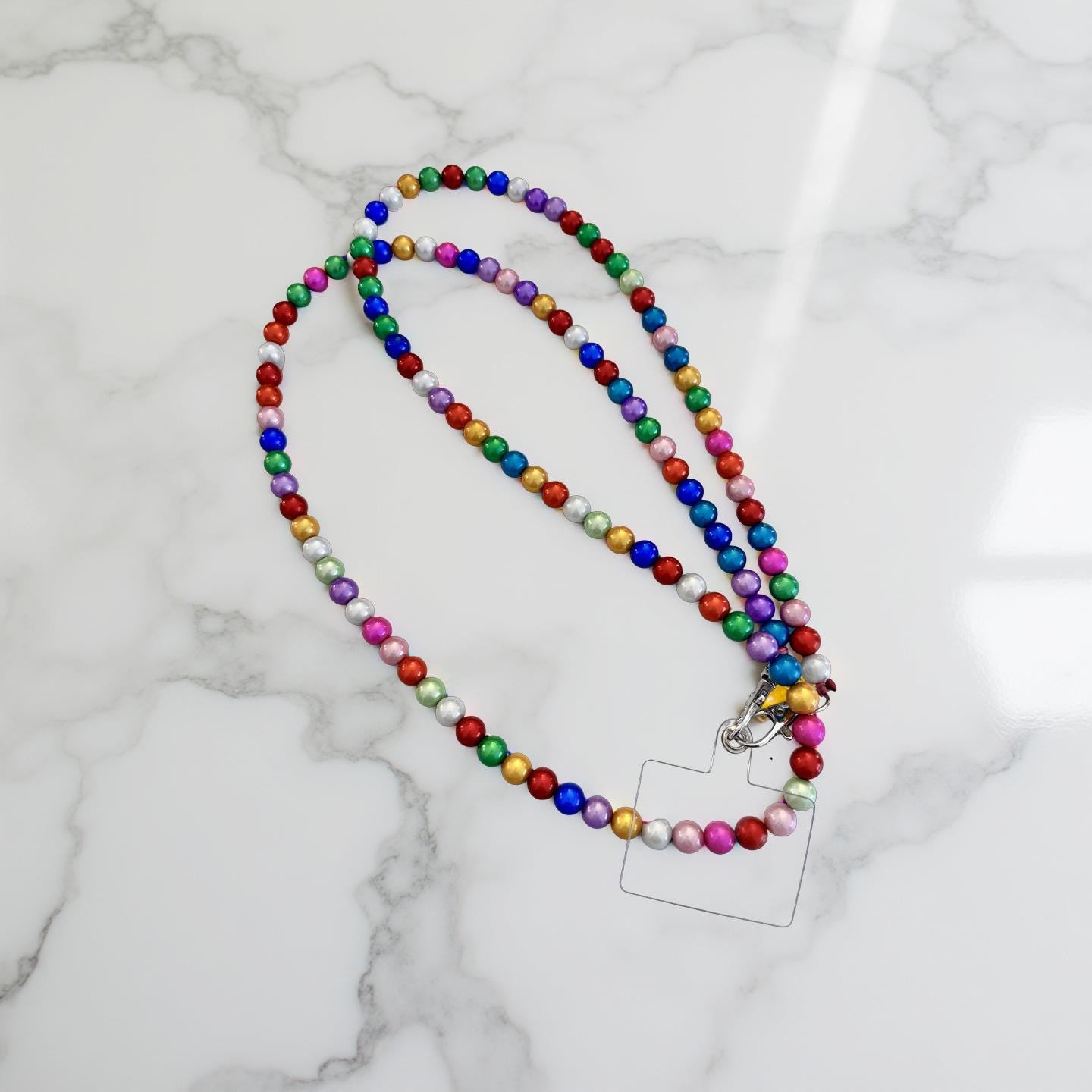 Perlen Handykette | Handygurt irisierende Perlen | Magic Pearls Handy Strap | Wechselgurt Taschengurt Handykette - viele Farben