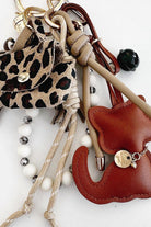 Leo Tasche aus Leder | Leopard | große Umhängetasche | Shopper Animal Print Leo Look | Anhänger Bag Charm Leotasche Katze