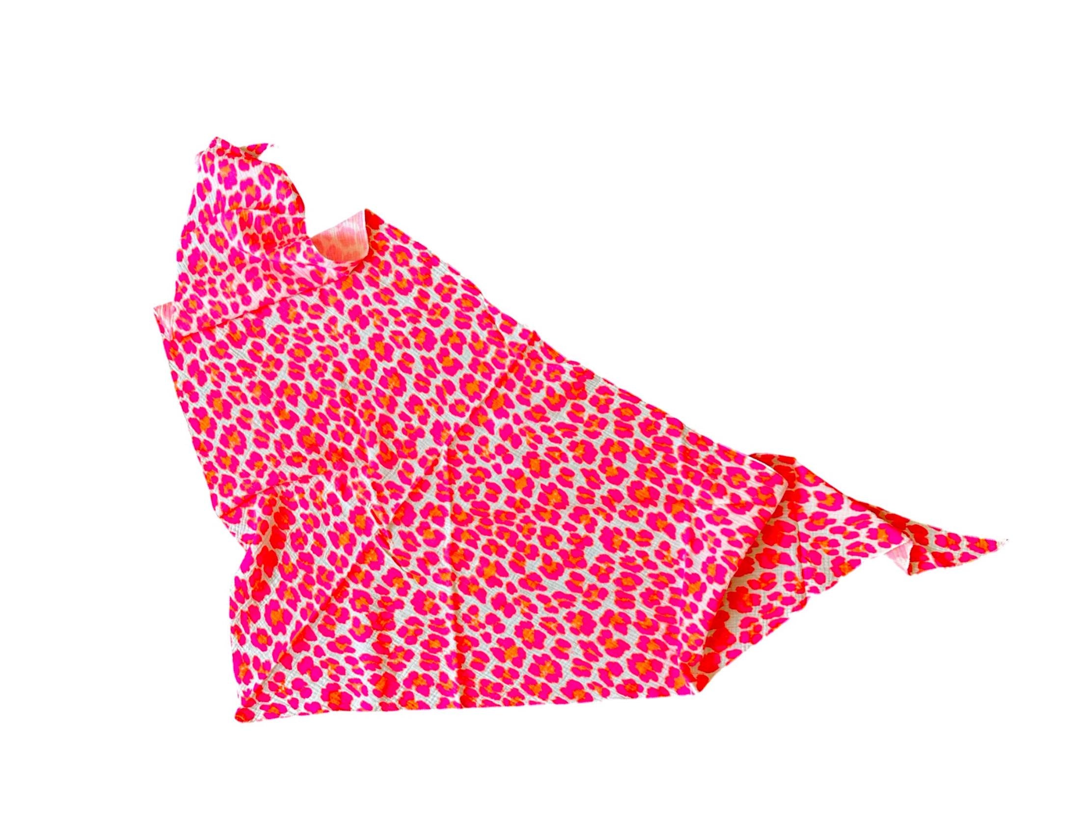 Tuch | Neon Leotuch | Leo | Musselin Dreieckstuch | Sommertuch | Pink orange | dreieckiges Tuch Baumwolle
