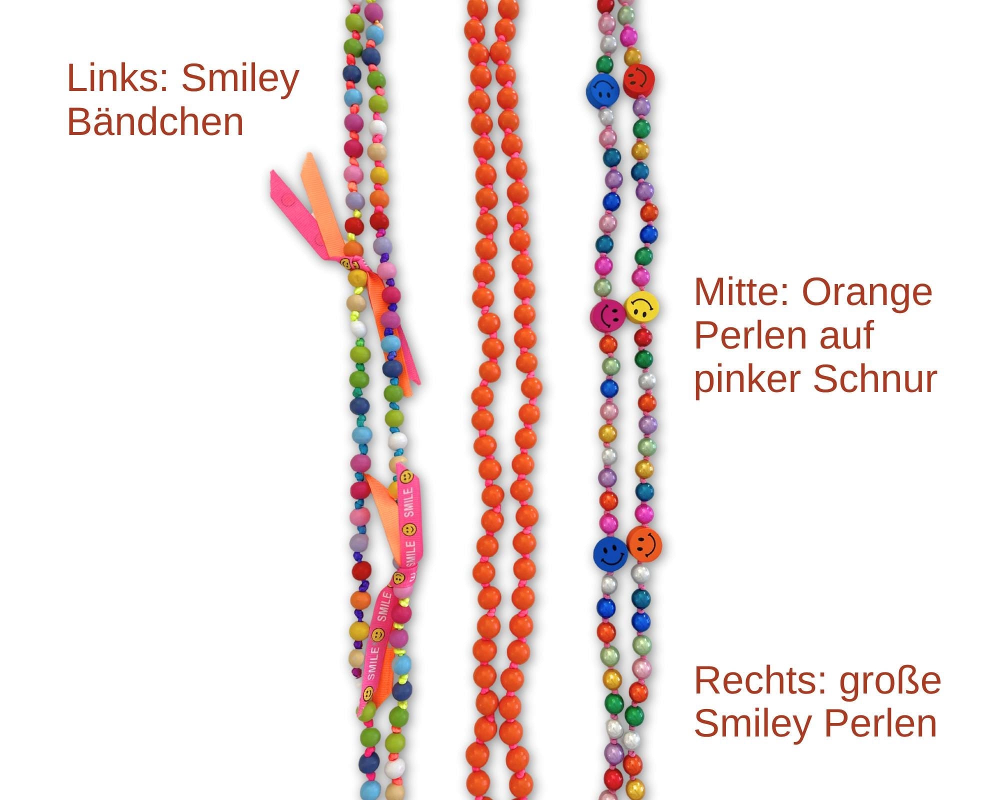 Handykette Perlen | Perlenschnur Band Mobiltelefon bunt | mit Smileys