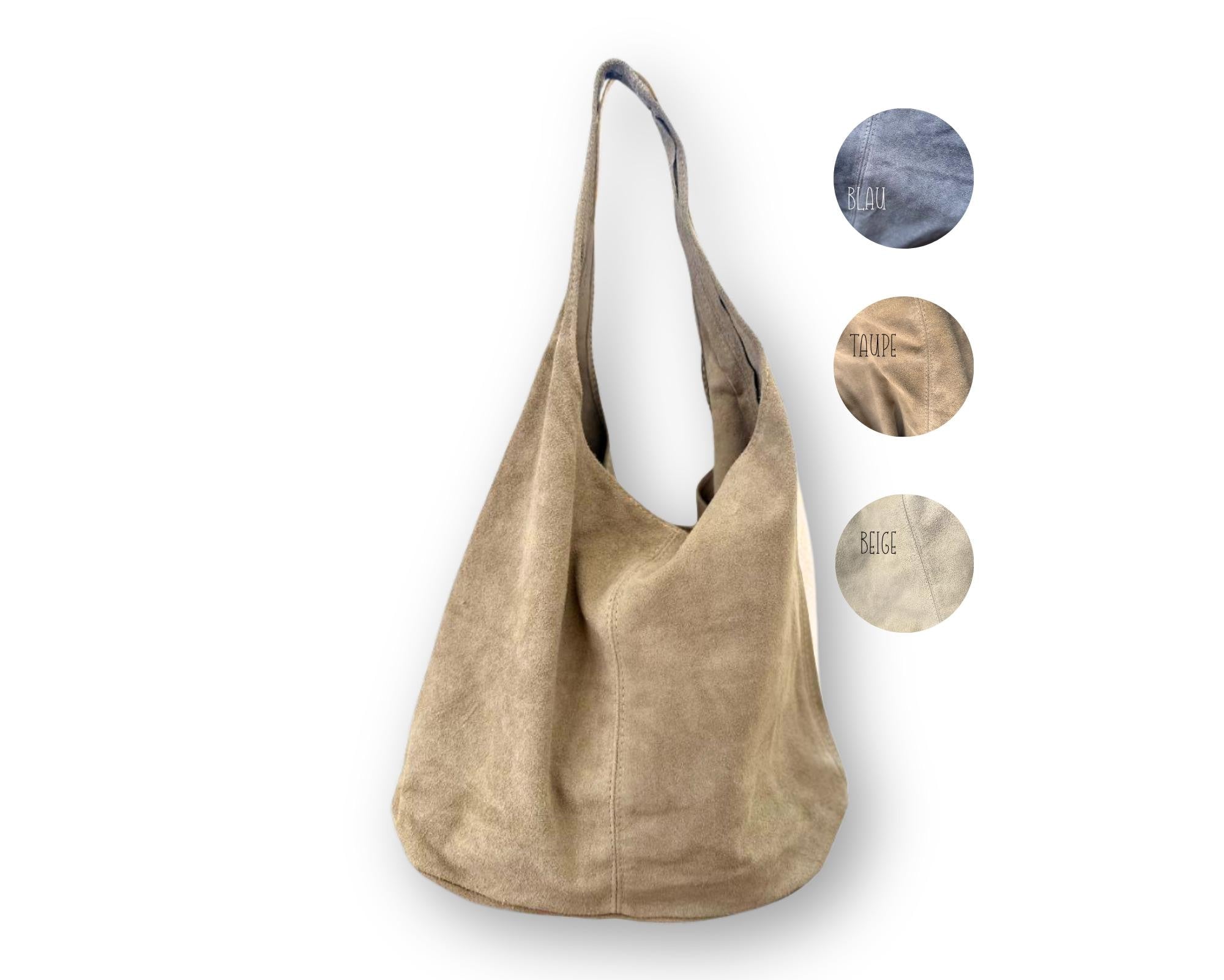 Hobo Tasche aus Veloursleder – taupe sand beige khaki | Lässig, stylisch & praktisch