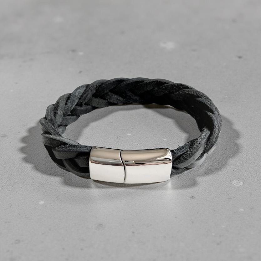 Armband | geflochtenes Lederarmband | schwarz
