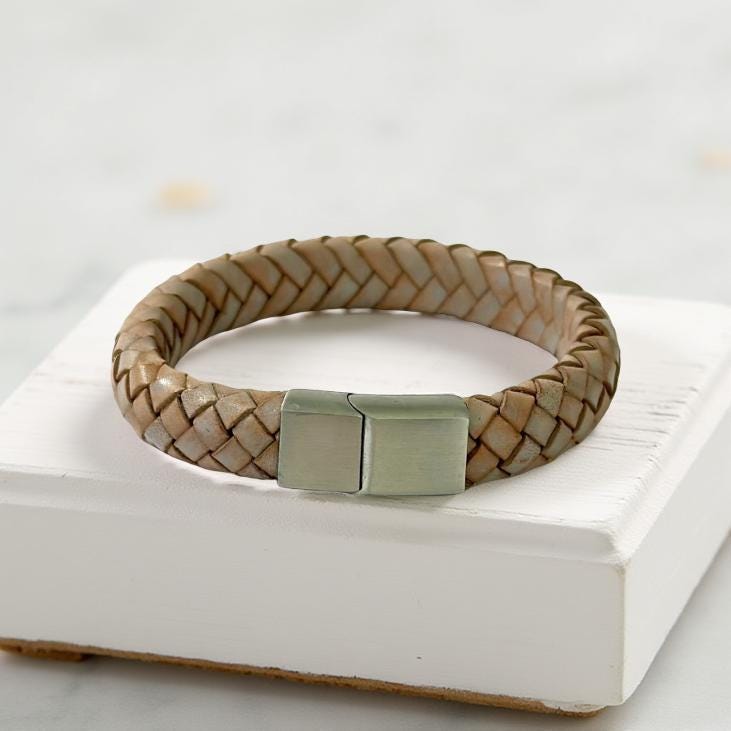 Braunes geflochtenes Lederarmband für Männer | Herrenarmband | Geschenk Vatertag