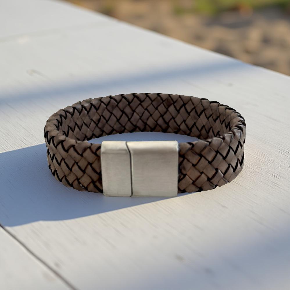 Braunes geflochtenes Lederarmband für Männer | Herrenarmband | Geschenk Vatertag