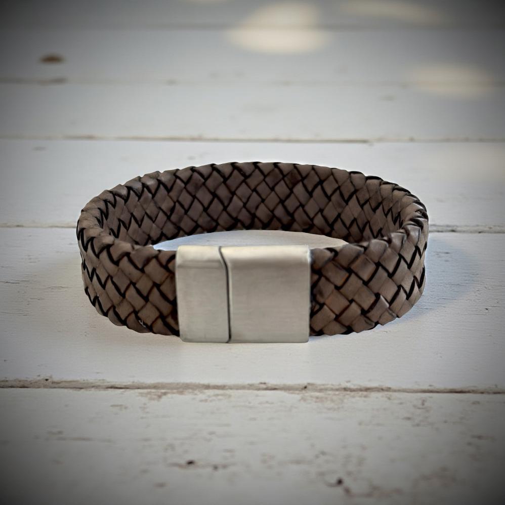 Braunes geflochtenes Lederarmband für Männer | Herrenarmband | Geschenk Vatertag