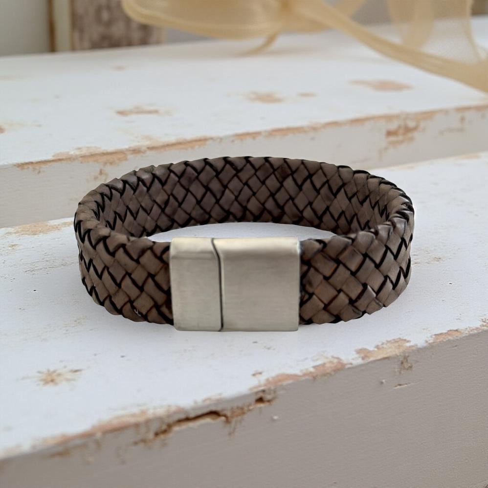 Braunes geflochtenes Lederarmband für Männer | Herrenarmband | Geschenk Vatertag