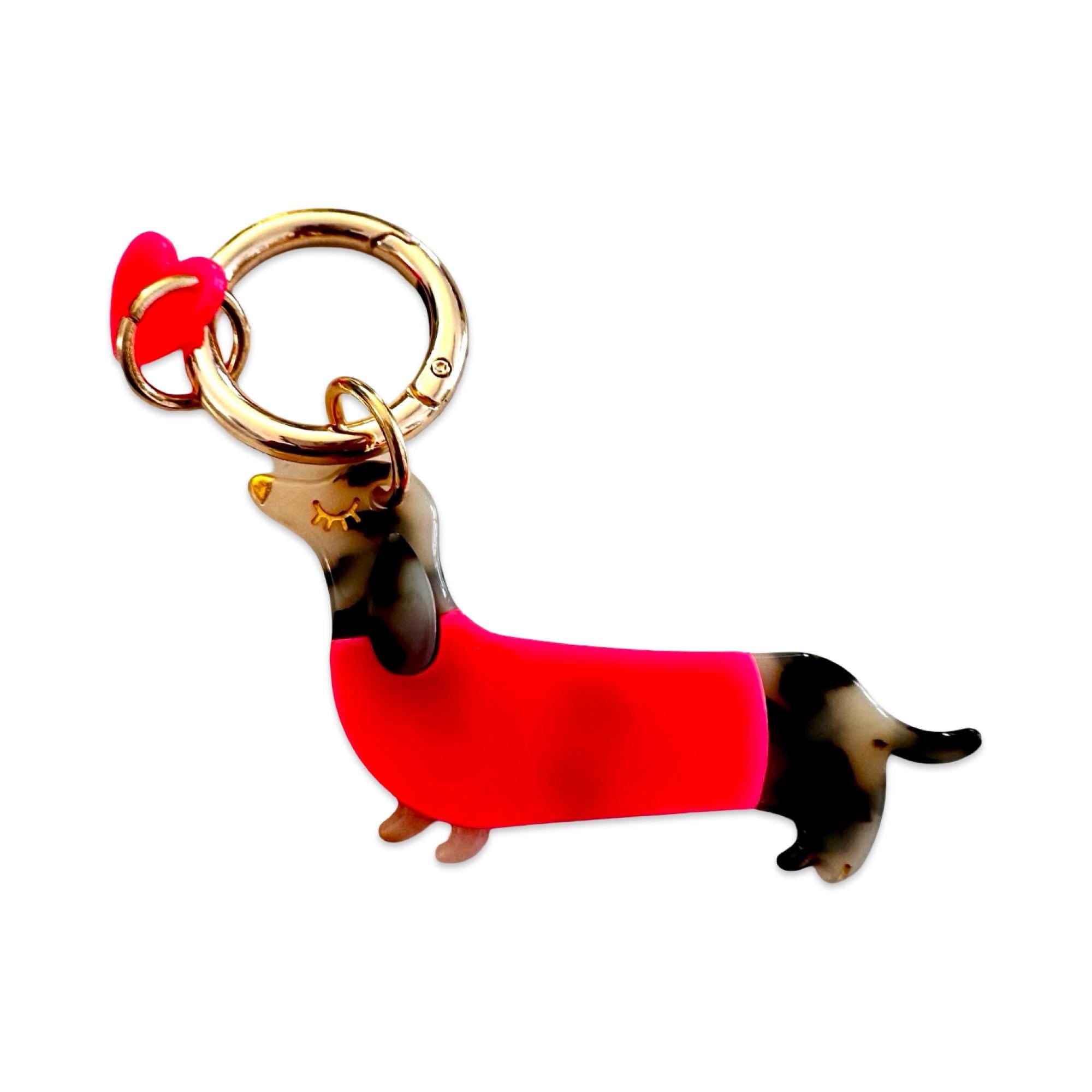 Dackel Anhänger am großen goldenen Karabiner | Charm für Taschen | Schlüsselanhänger | Taschenschmuck Taschenanhänger | Bag Charm