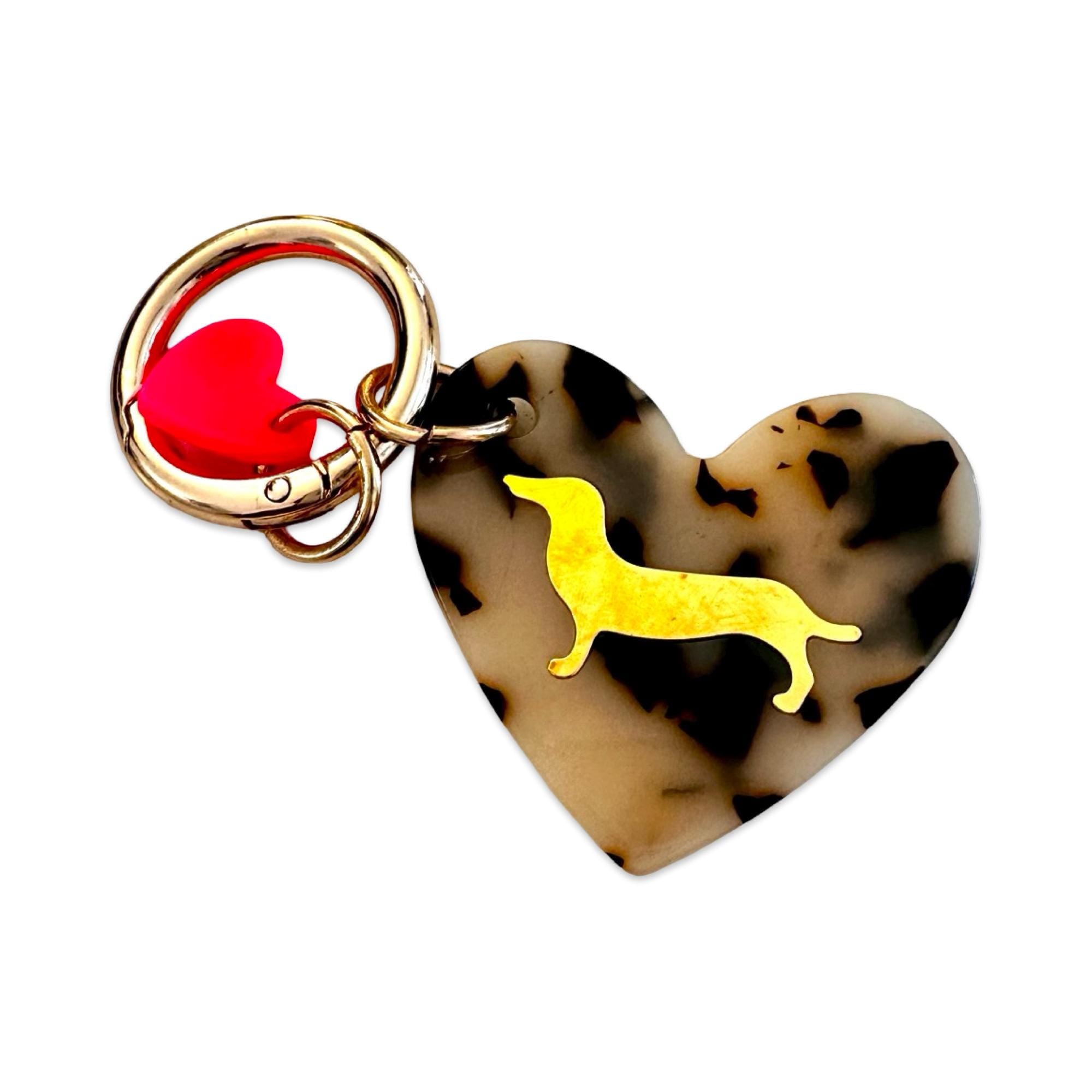 Dackel Anhänger am großen goldenen Karabiner | Charm für Taschen | Schlüsselanhänger | Taschenschmuck Taschenanhänger | Bag Charm