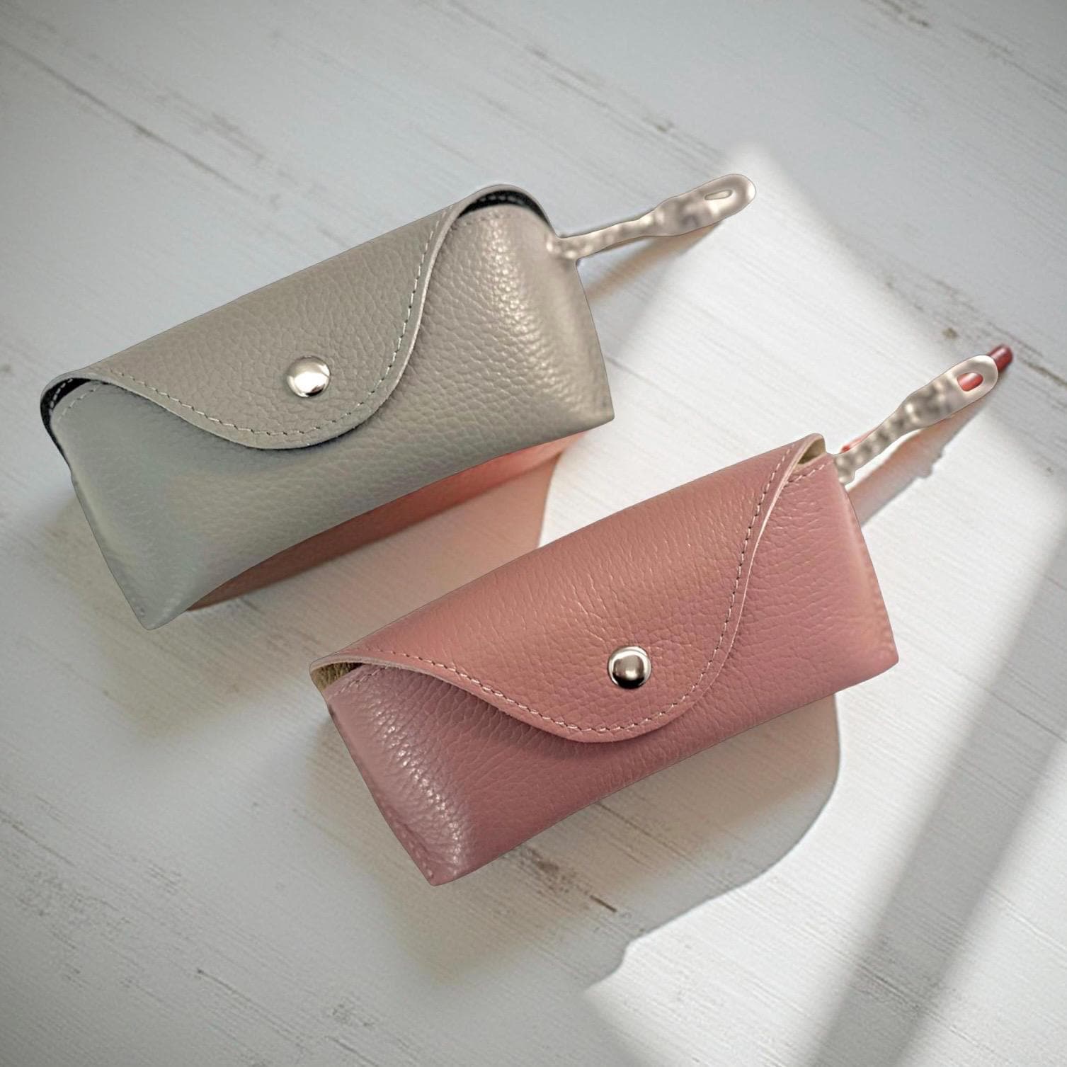 Brillenetui | Leder Softcase in grau oder altrosa