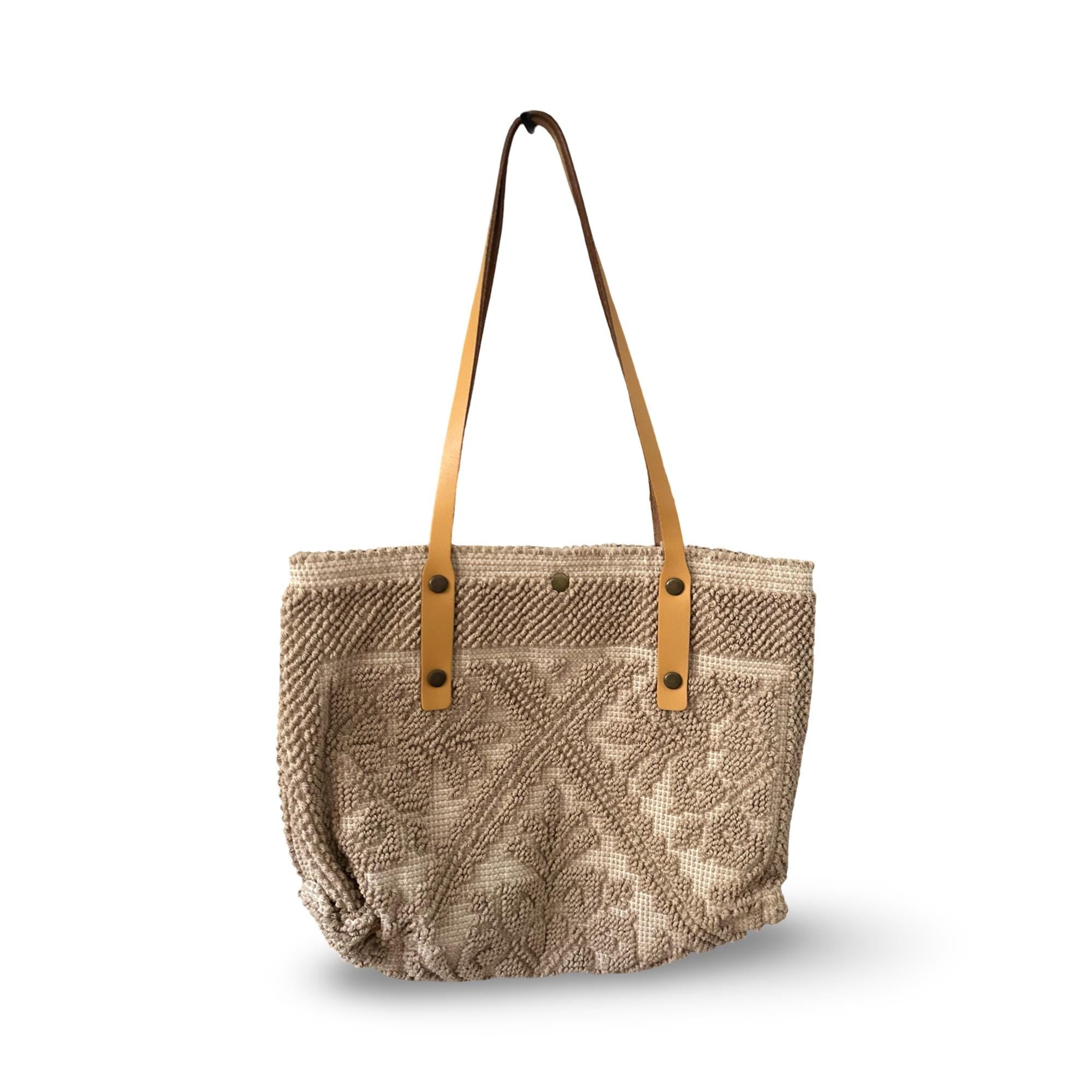 Tasche Ibiza klein | BOHO Bag | Baumwolltasche mit langen Lederhenkeln | Leder