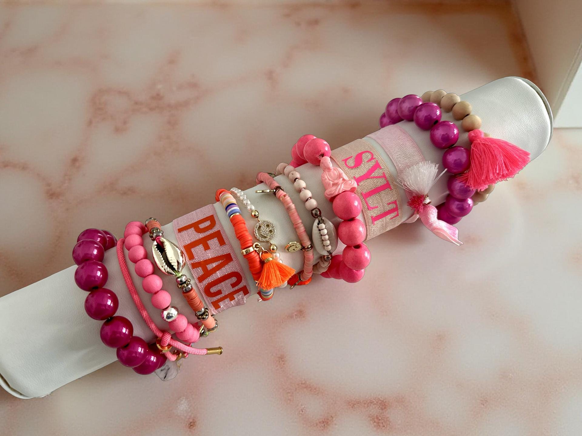 Bunte Sommer Armbänder | Sommer Schmuck Ibiza | Neonfarben Quasten Smileys | personalisierbar