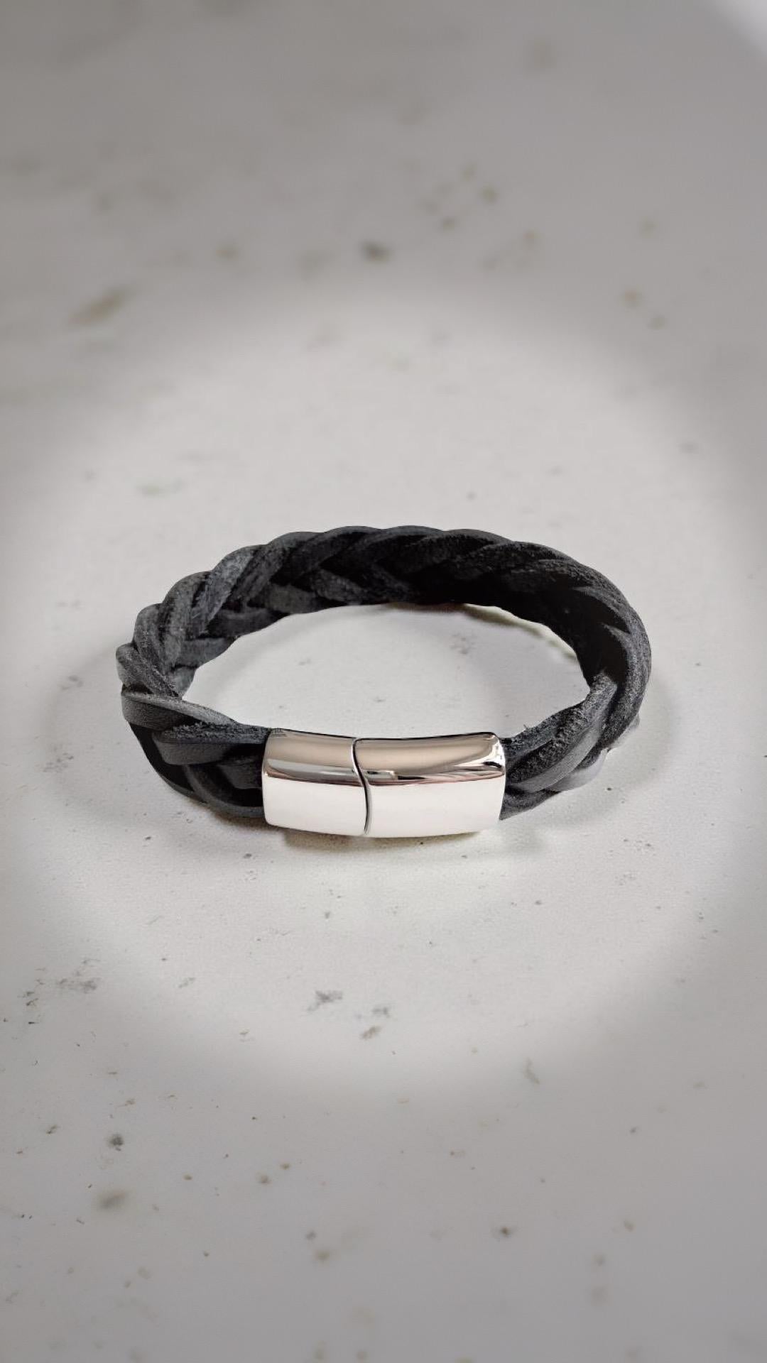 Armband | geflochtenes Lederarmband | schwarz