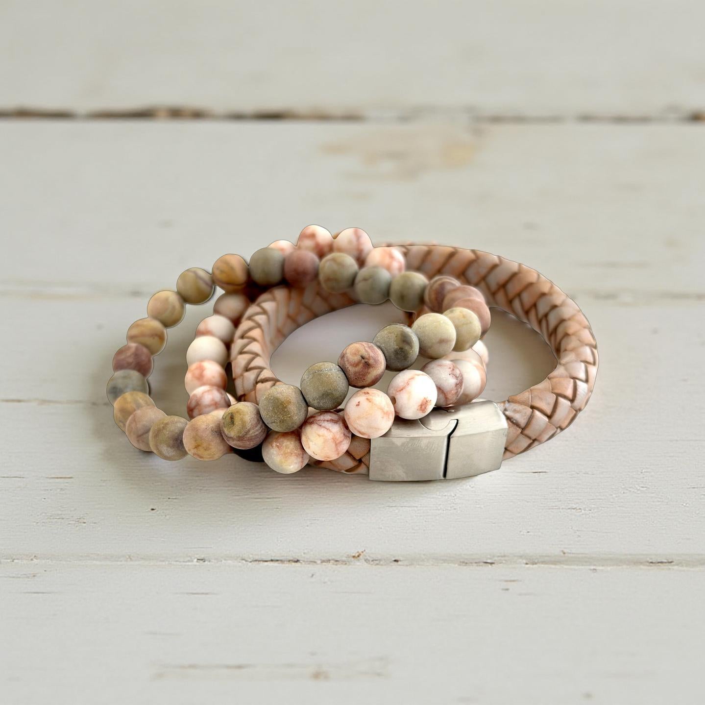 Braunes geflochtenes Lederarmband für Männer | Herrenarmband | Geschenk Vatertag