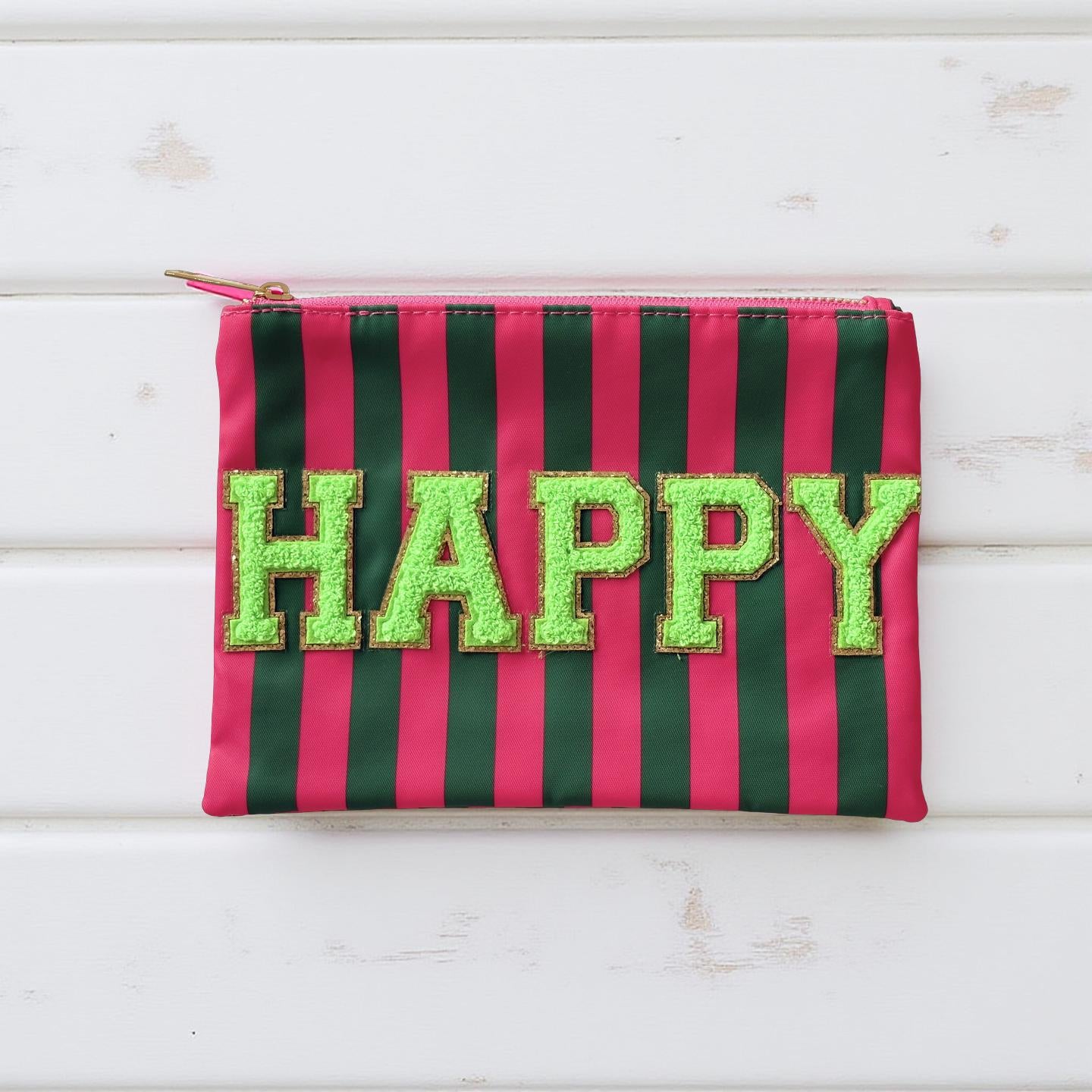 Knallbunte Kosmetiktaschen | Schminktasche | Fuck off, Smile, Happy | Schrift neon pink, neon grün und türkis