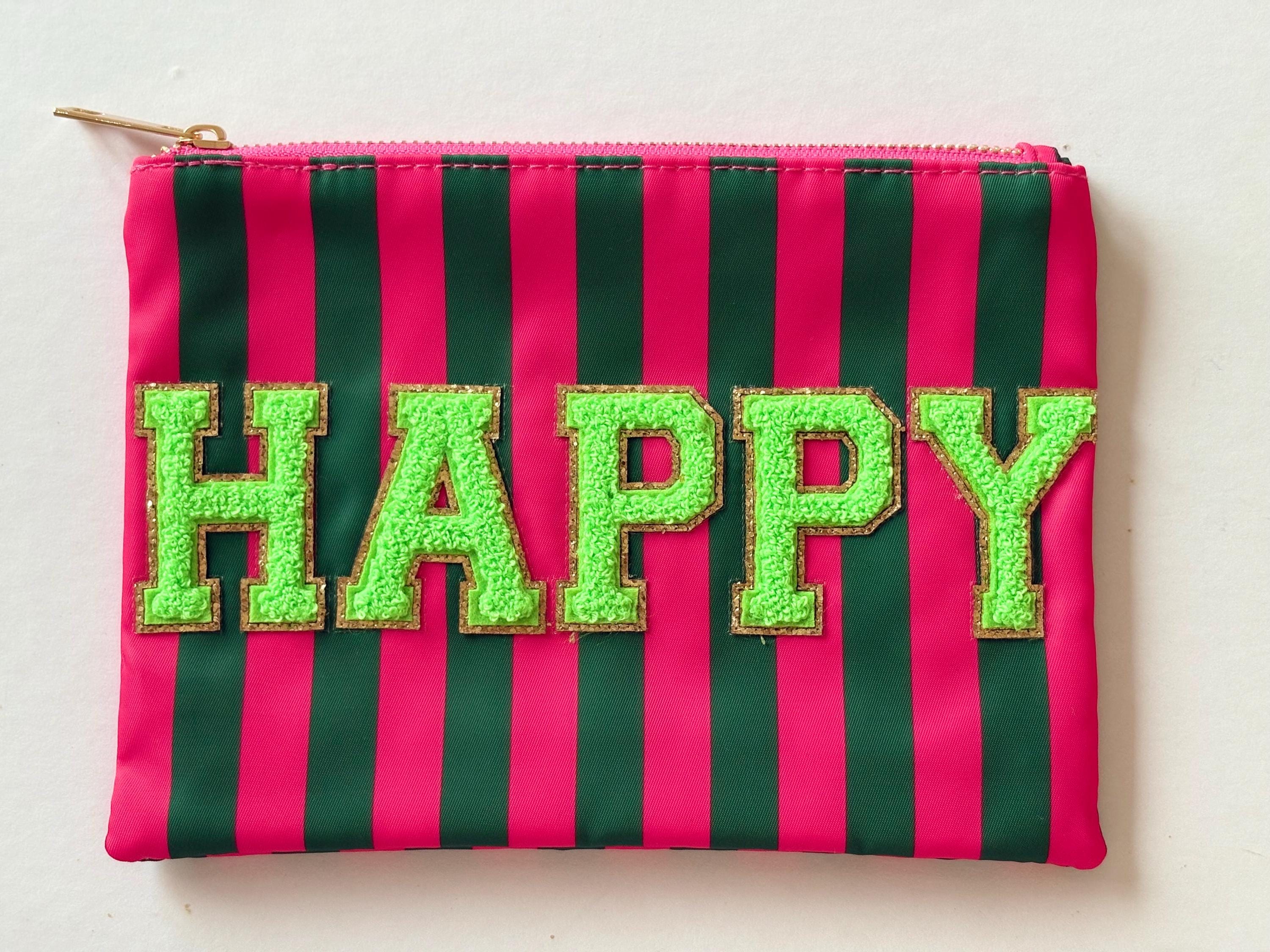 Knallbunte Kosmetiktaschen | Schminktasche | Fuck off, Smile, Happy | Schrift neon pink, neon grün und türkis