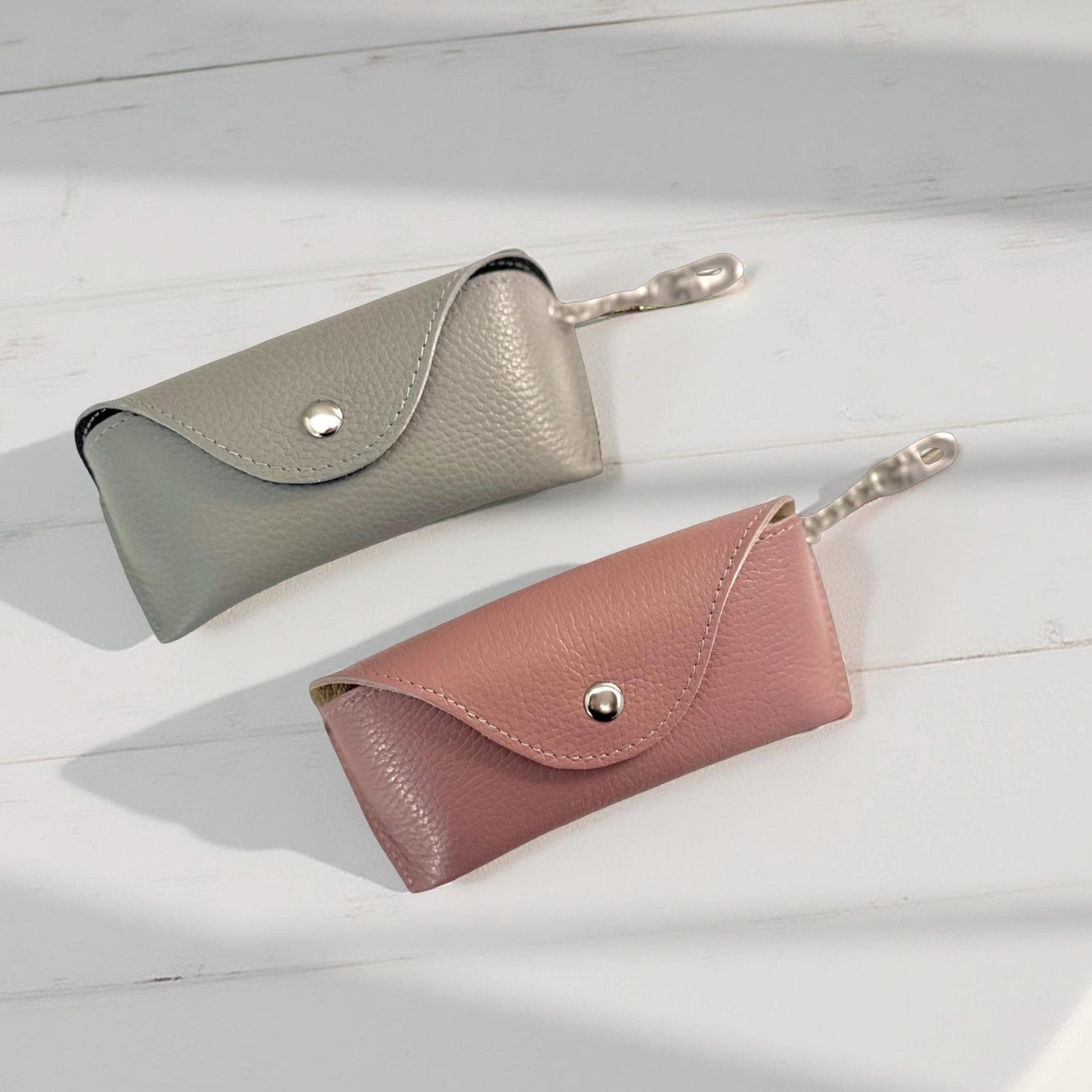 Brillenetui | Leder Softcase in grau oder altrosa