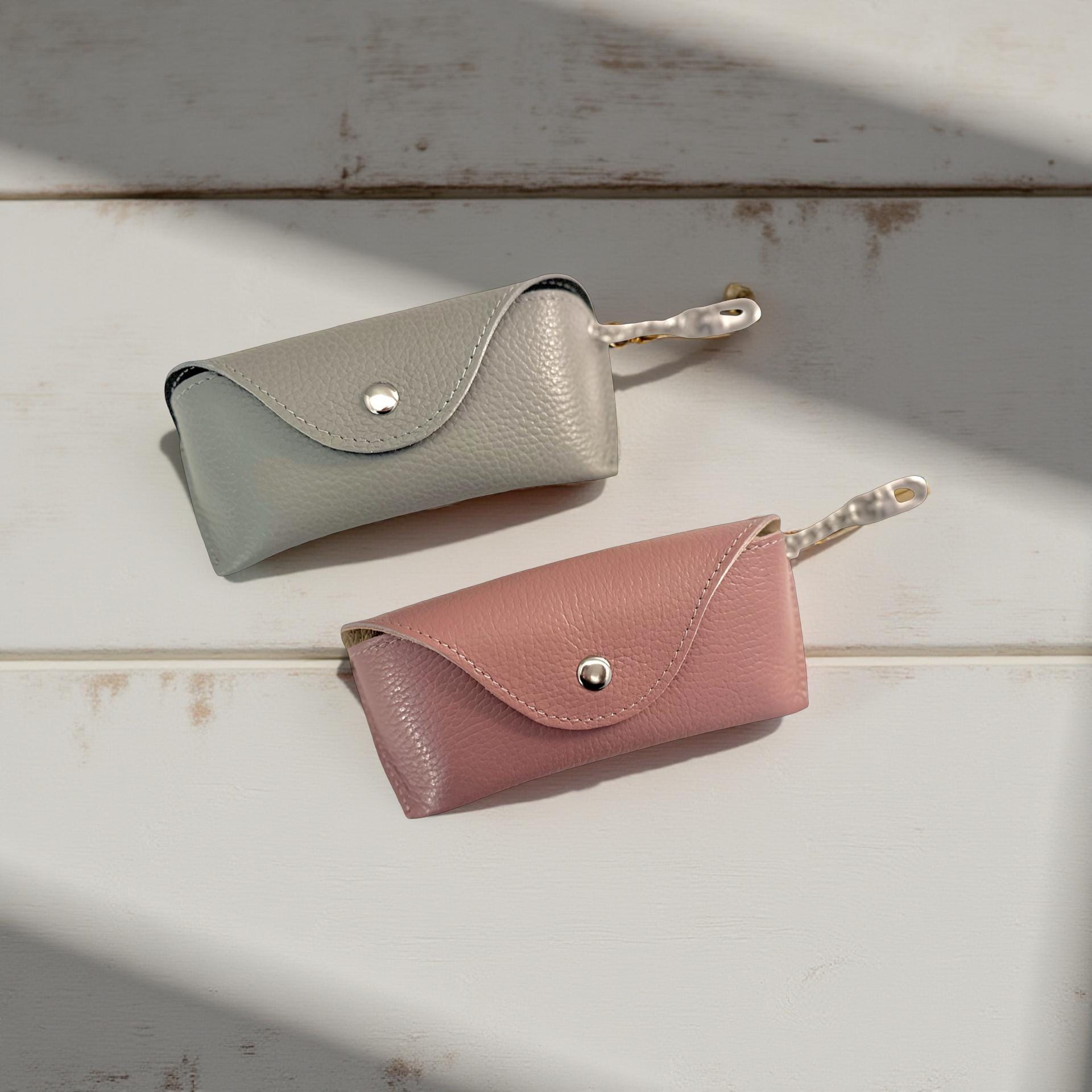 Brillenetui | Leder Softcase in grau oder altrosa