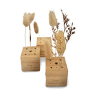Dried Flowers | Holzwürfel aus Holz | Ständer Trockenblumen Federn | Boho | kleines Geschenk