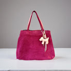 Pinke Tasche aus Veloursleder | Lässig, stylisch & praktisch und groß