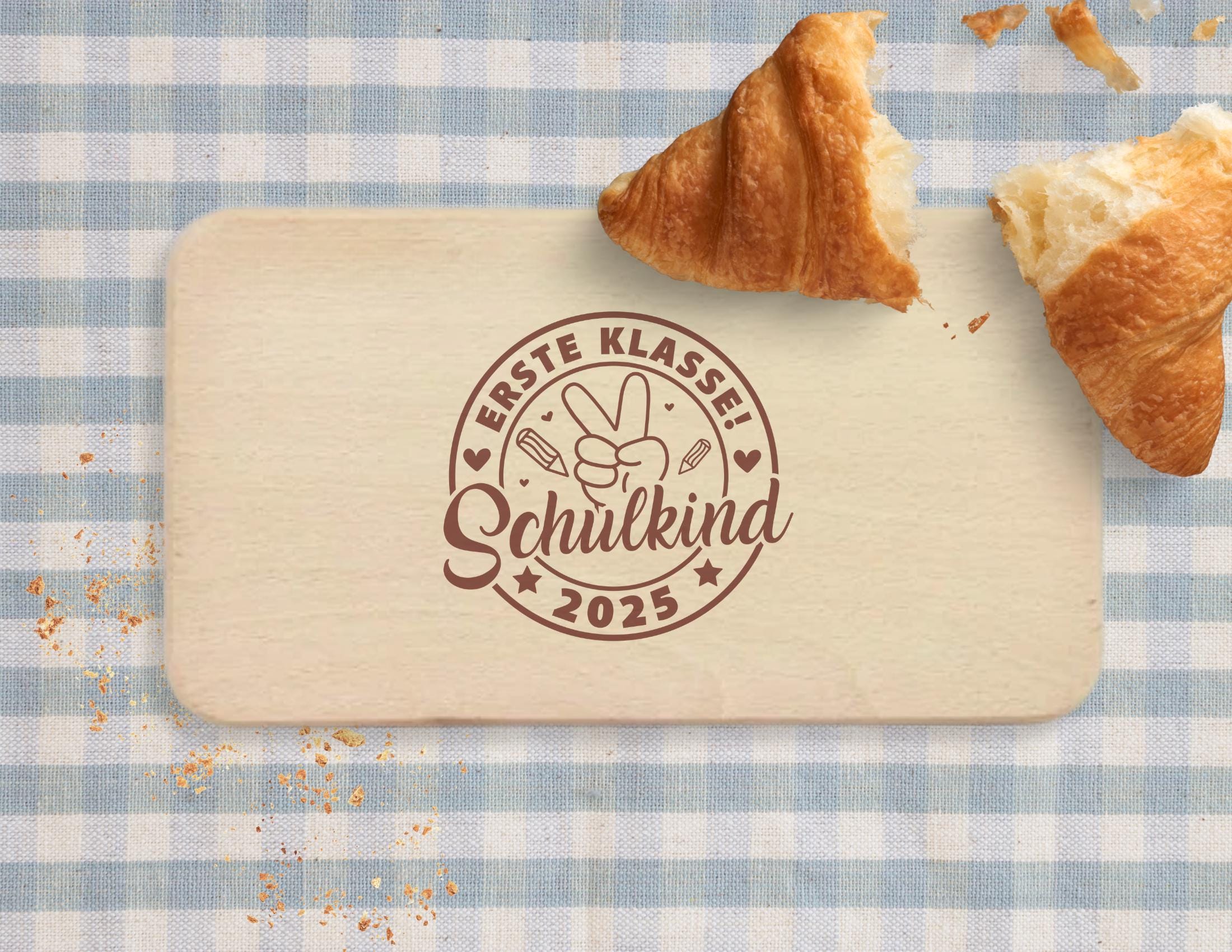 Personalisiertes Kinder Frühstücksbrettchen Einschulung | Lasergravur | Buchenholz | Endlich Schulkind | Erstklassig