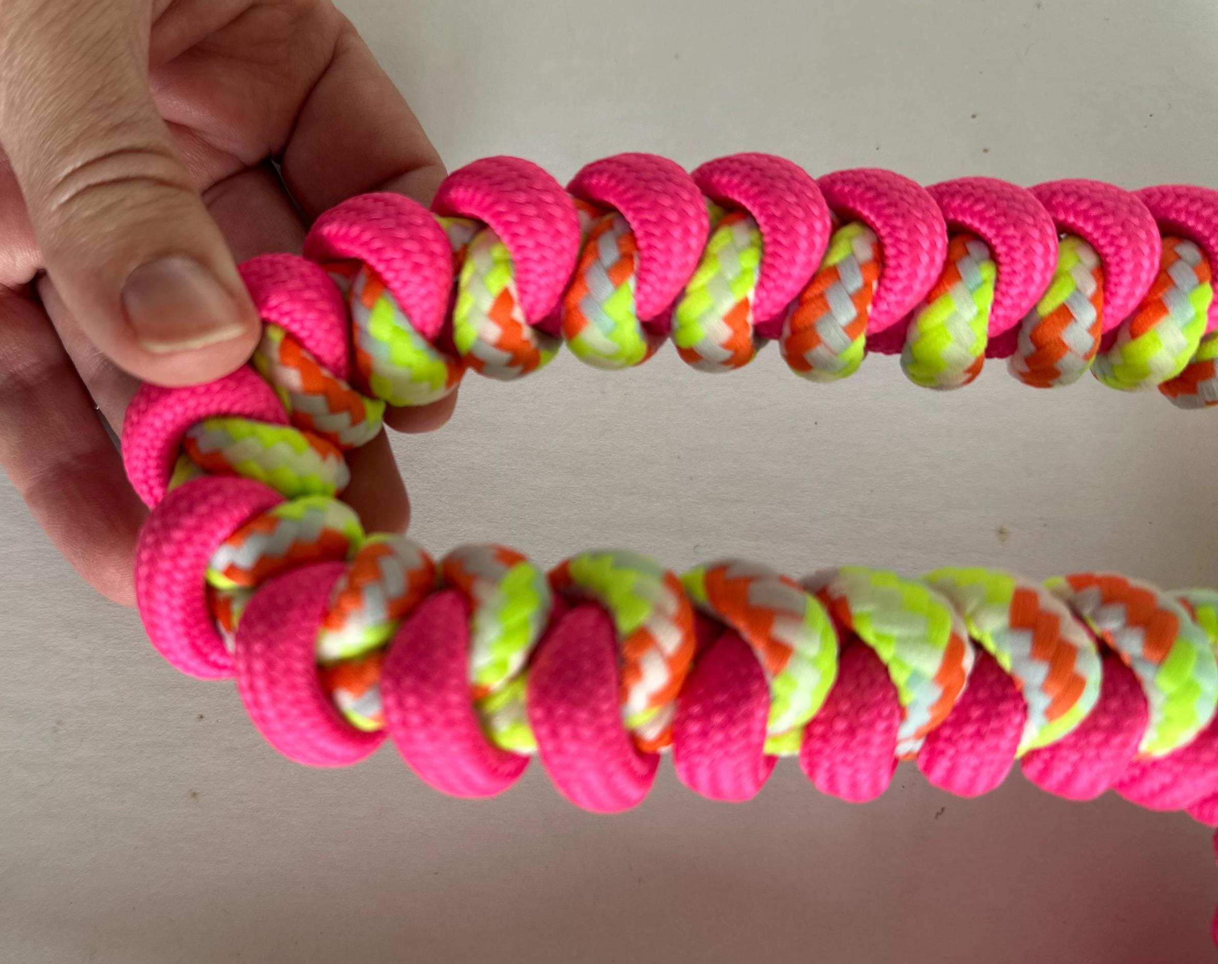 Handykette | dicker Handygurt aus Seil geknüpft | als Handyband oder Taschengurt - in leuchtendem Neon Pink und Neon Gelb