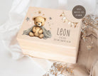 Erinnerungskiste | personalisiert | Baby | Teddy-Motiv | Holz Erinnerungsbox | Babygeschenk | Taufgeschenk | Geschenkidee zur Geburt