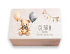 Erinnerungskiste | personalisiert | Baby | Teddy-Motiv | Holz Erinnerungsbox | Babygeschenk | Taufgeschenk | Geschenkidee zur Geburt