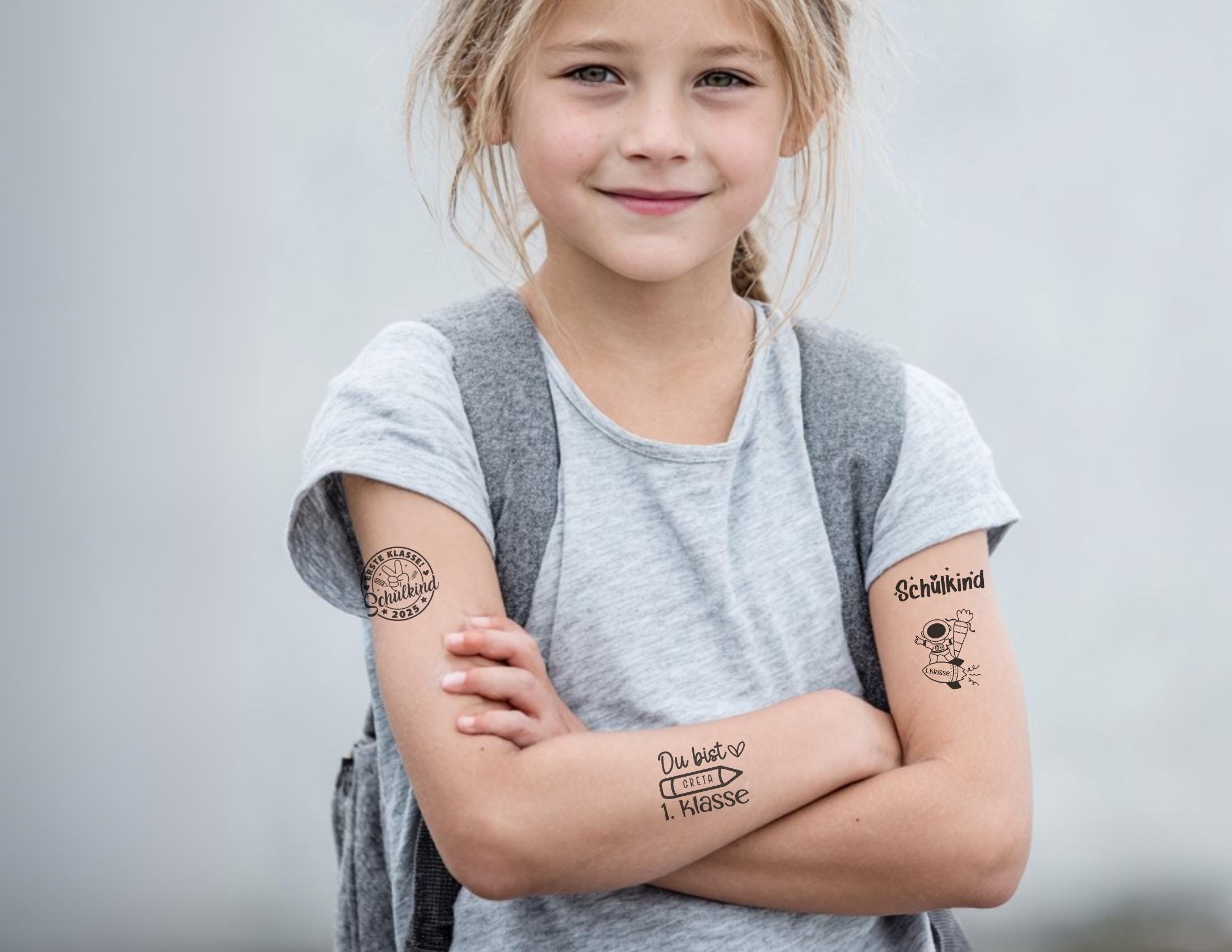 Schulkind | personalisierbare Tattoos zum Schulanfang | Kindertattoo mit Namen | 24er Set | für Jungs & Mädchen 1. Schultag | zum Schulstart
