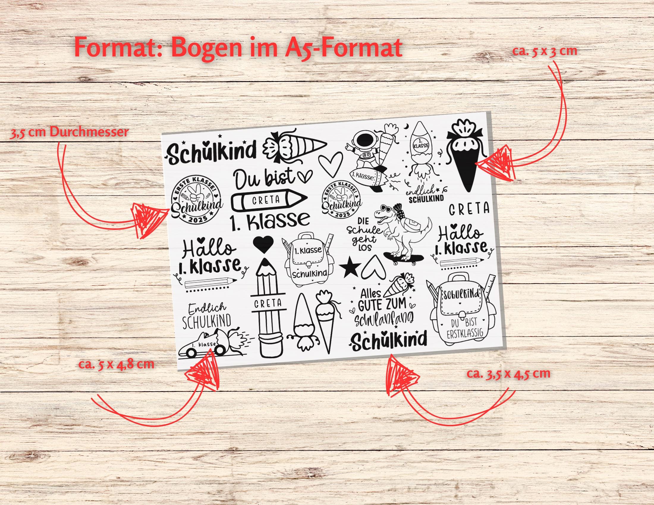 Schulkind | personalisierbare Tattoos zum Schulanfang | Kindertattoo mit Namen | 24er Set | für Jungs & Mädchen 1. Schultag | zum Schulstart