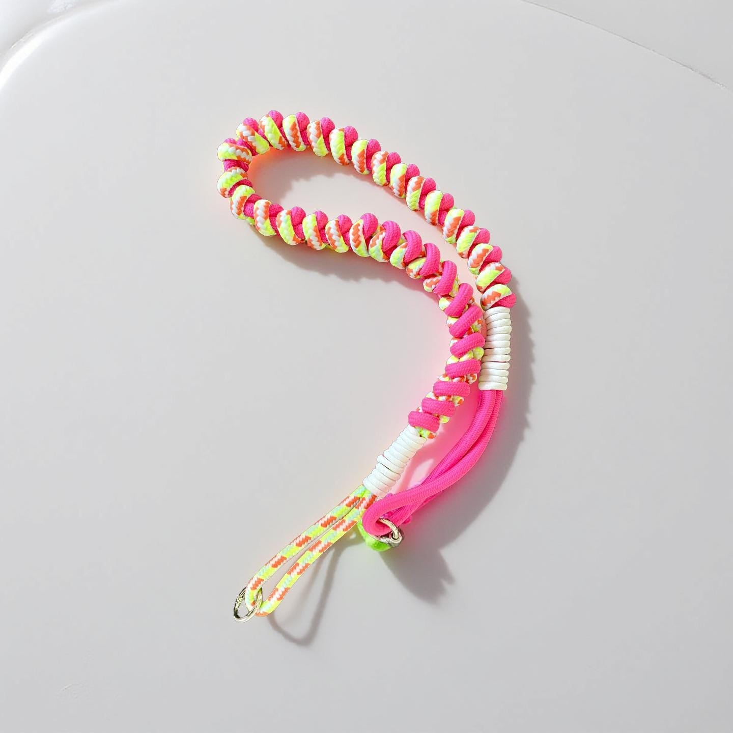 Handykette | dicker Handygurt aus Seil geknüpft | als Handyband oder Taschengurt - in leuchtendem Neon Pink und Neon Gelb