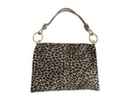 Flache Leo Tasche aus Leder | Leopard | Umhängetasche mit goldenen Ringen | Animal Print Leo Look | Echtleder