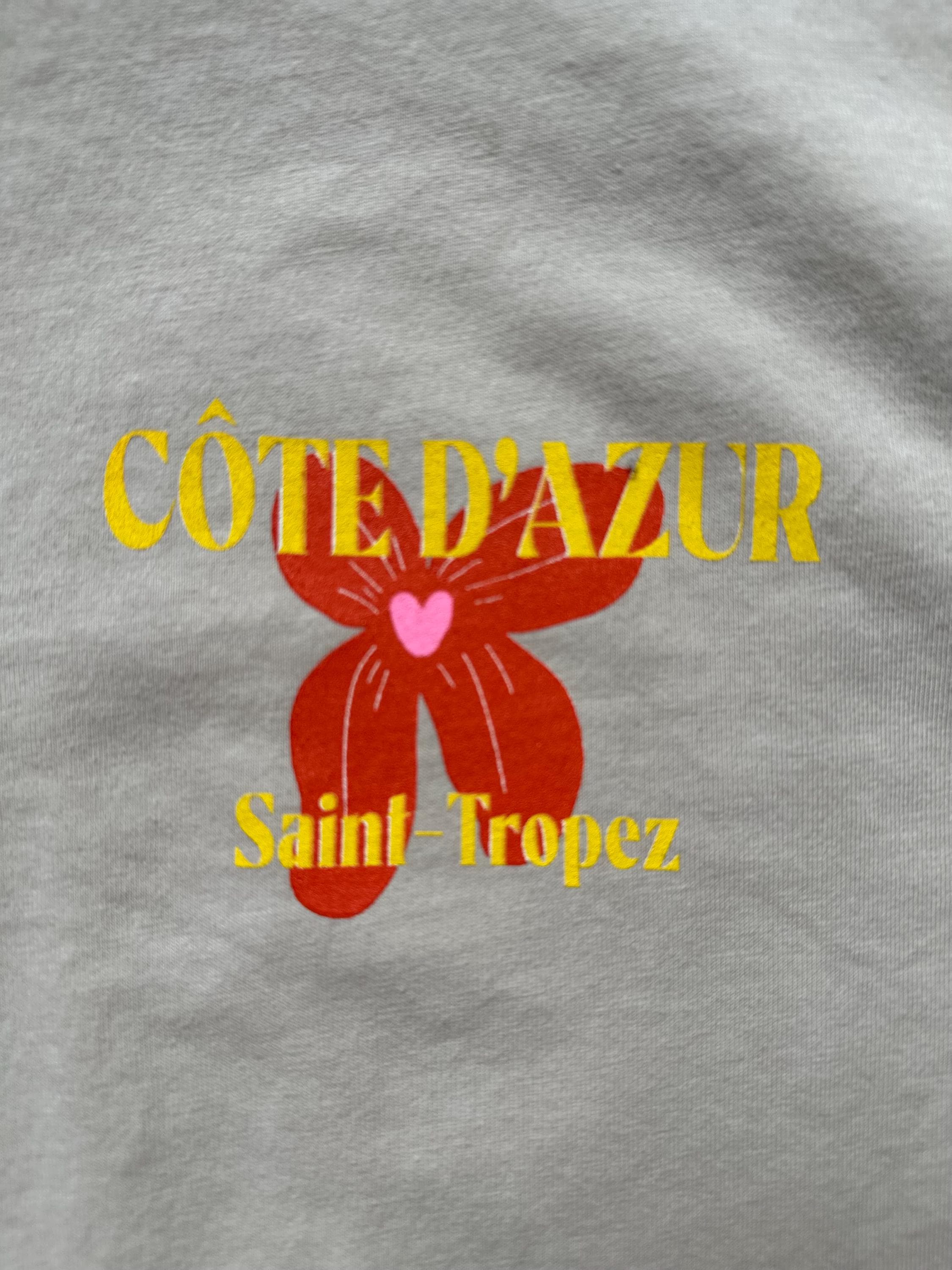 Cote d' Azur T-Shirt in beige mit Rückenprint | St Tropez Logo Front | one size