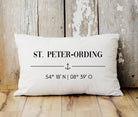 St. Peter-Ording Kissen 30x50 | maritimes Dekokissen Nordsee | Canvas Beige mit Anker & Koordinaten | SPO Geschenk