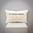 St. Peter-Ording Kissen 30x50 | maritimes Dekokissen Nordsee | Canvas Beige mit Anker & Koordinaten | SPO Geschenk