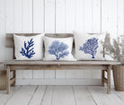 Kissen | Beach House Hamptons Style | 40 x 40 cm | Strandhaus | Beach Coastal Living | Koralle blau weiß