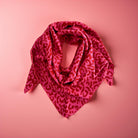 Leo Schal | Dreieckstuch pink und weinrot im Leomuster | 180 x 120 cm | Strick Viscose